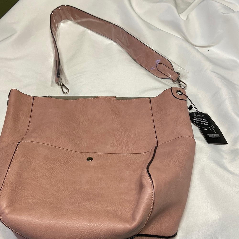 K Carroll Pink vegan leather secure style tote purse new with tag